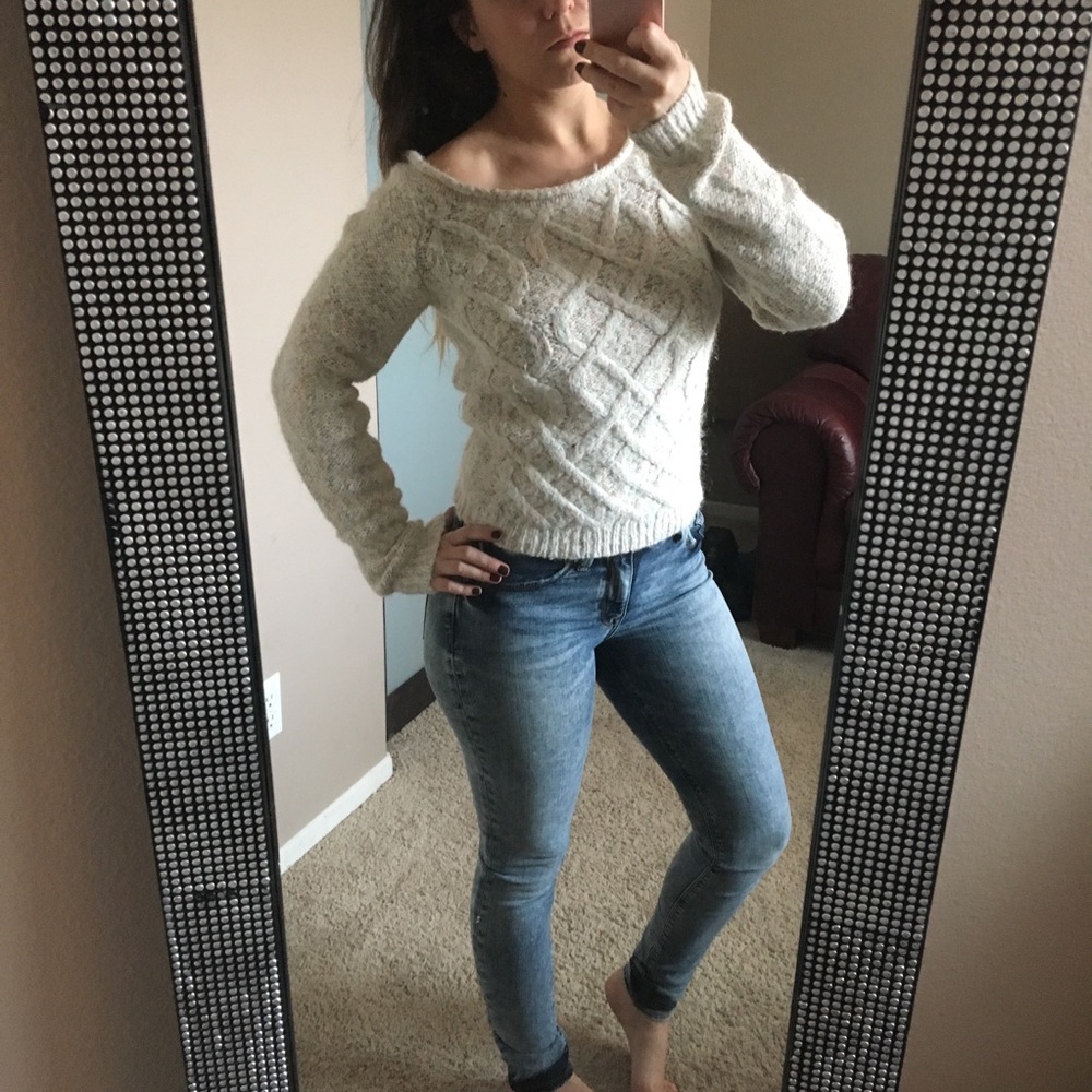 Guess Women’s Mohair Speckled White Sweater